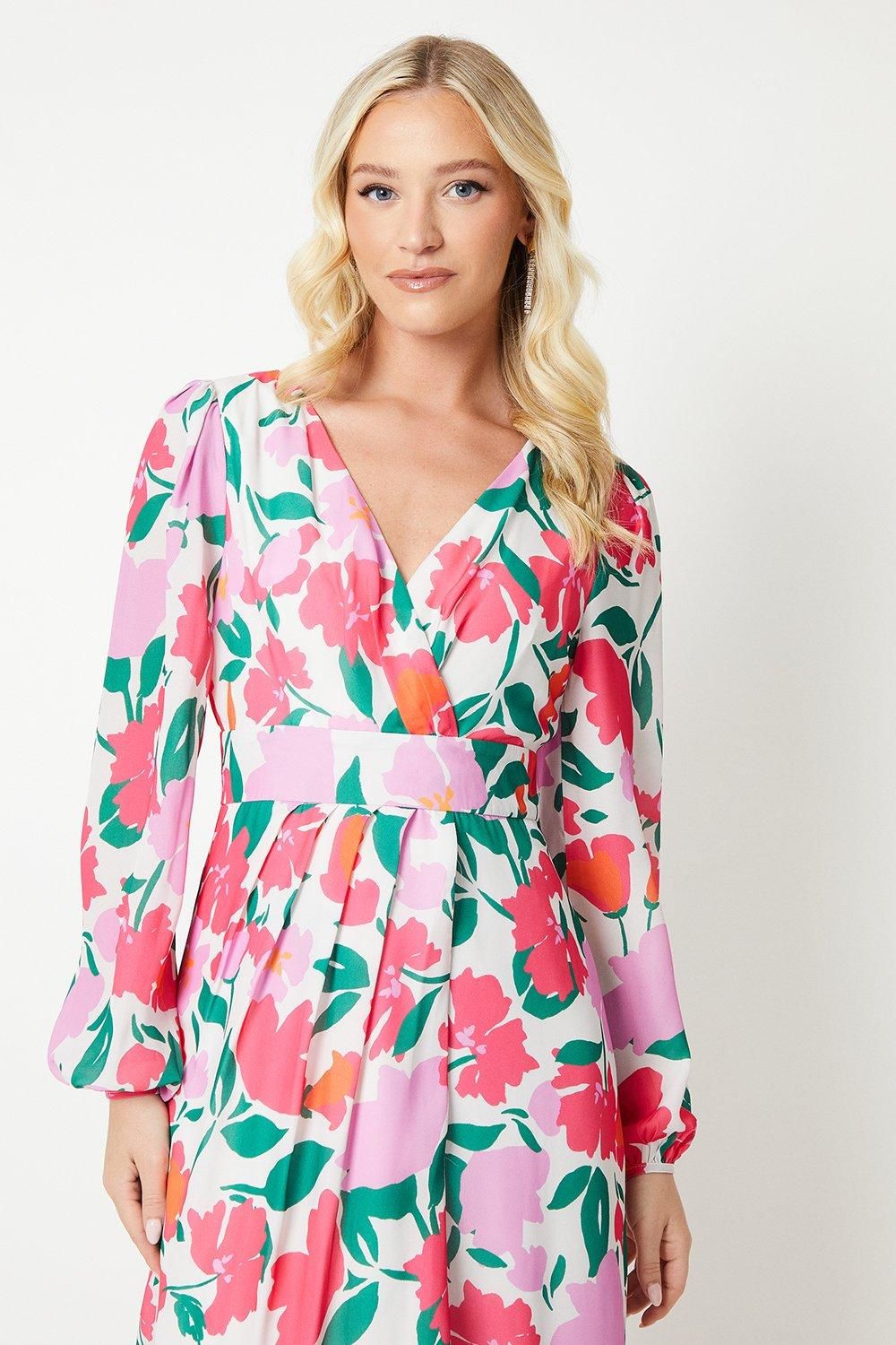 Debut London Debut London by Coast Printed Peony Chiffon Maxi Dress