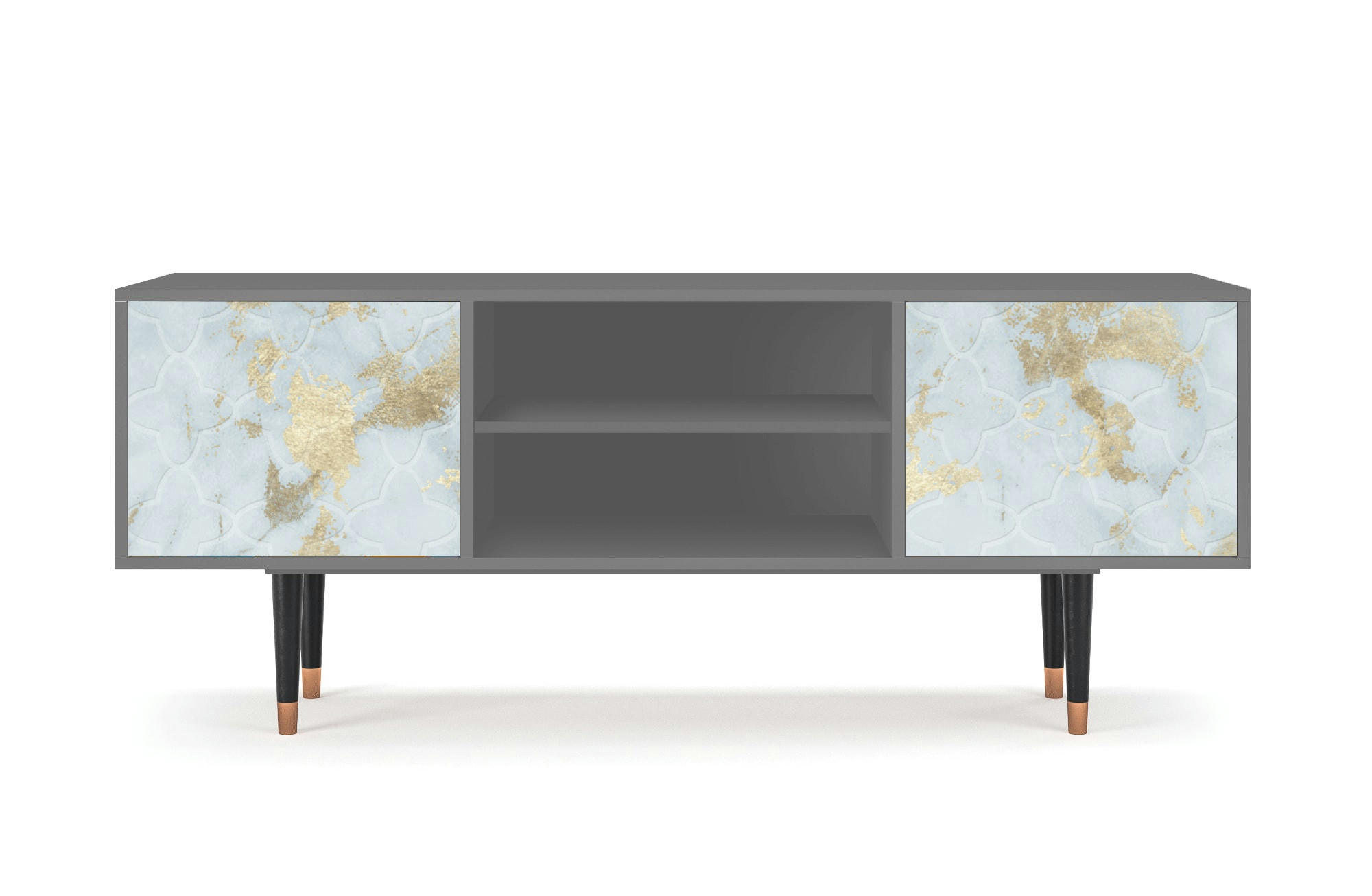 GOLDEN WAVES - Meuble TV  blanc clair 2 portes L 170 cm