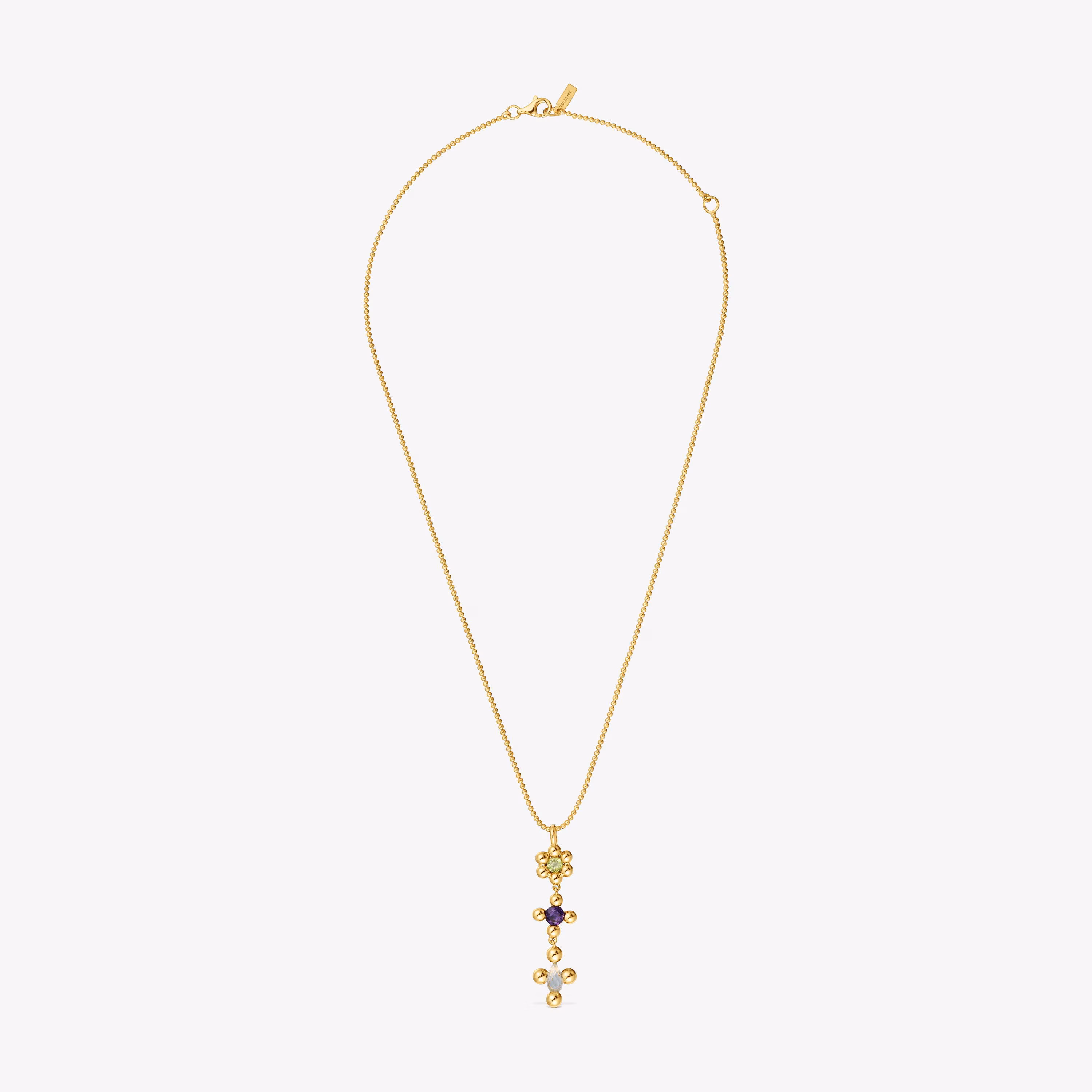 Collar corto con baño de oro 18 kt sobre plata y gemas Sugar Party