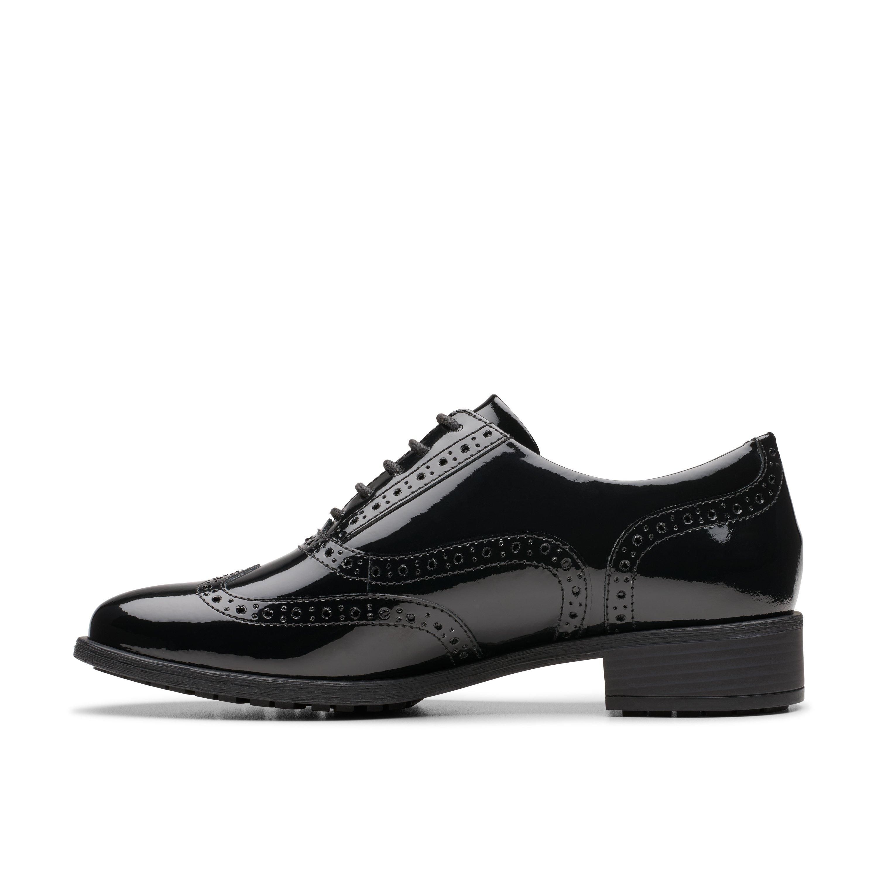 Clarks Havisham Oak Black Patent Brogues,Lace Up