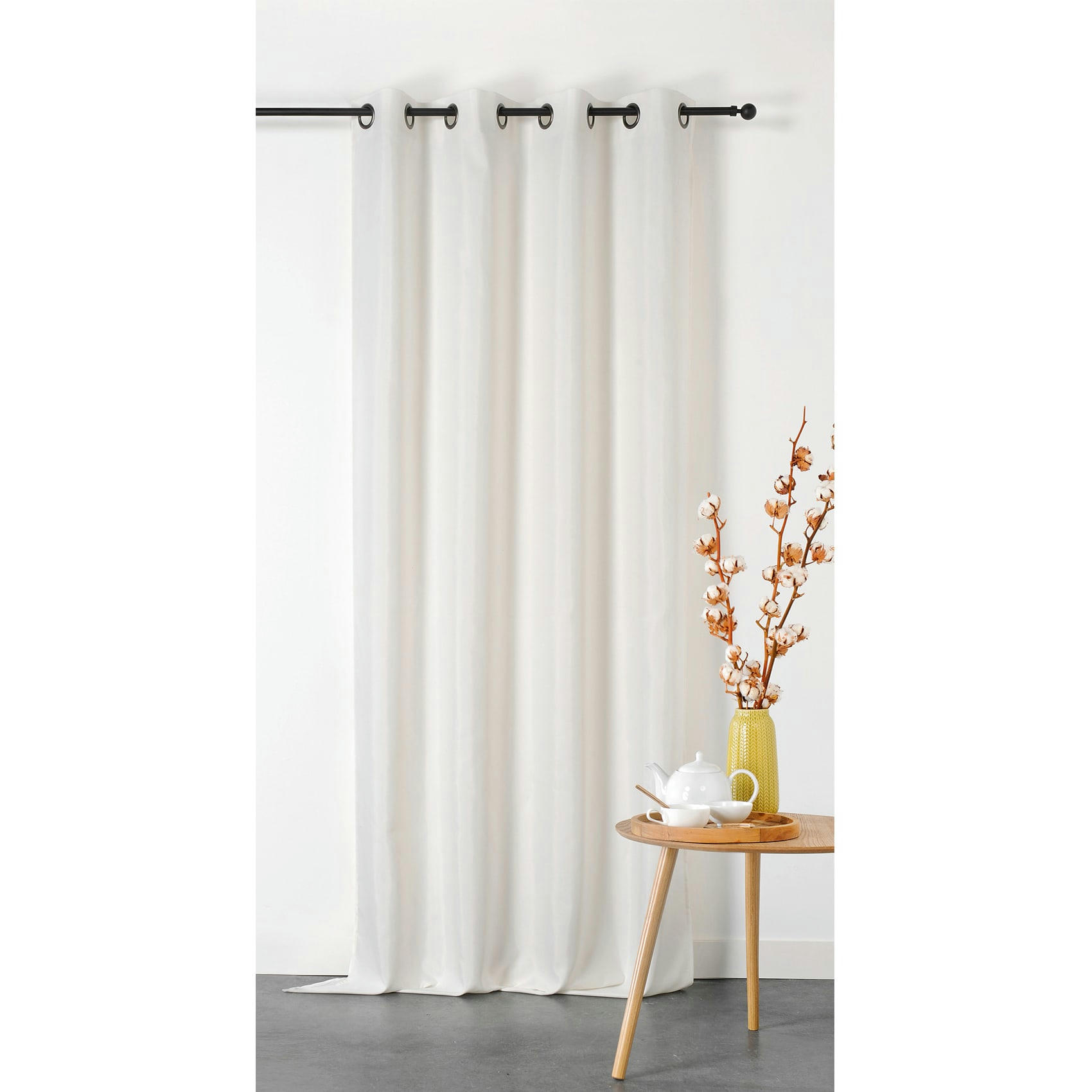 - Rideau double natte polyester beige 135x240 cm