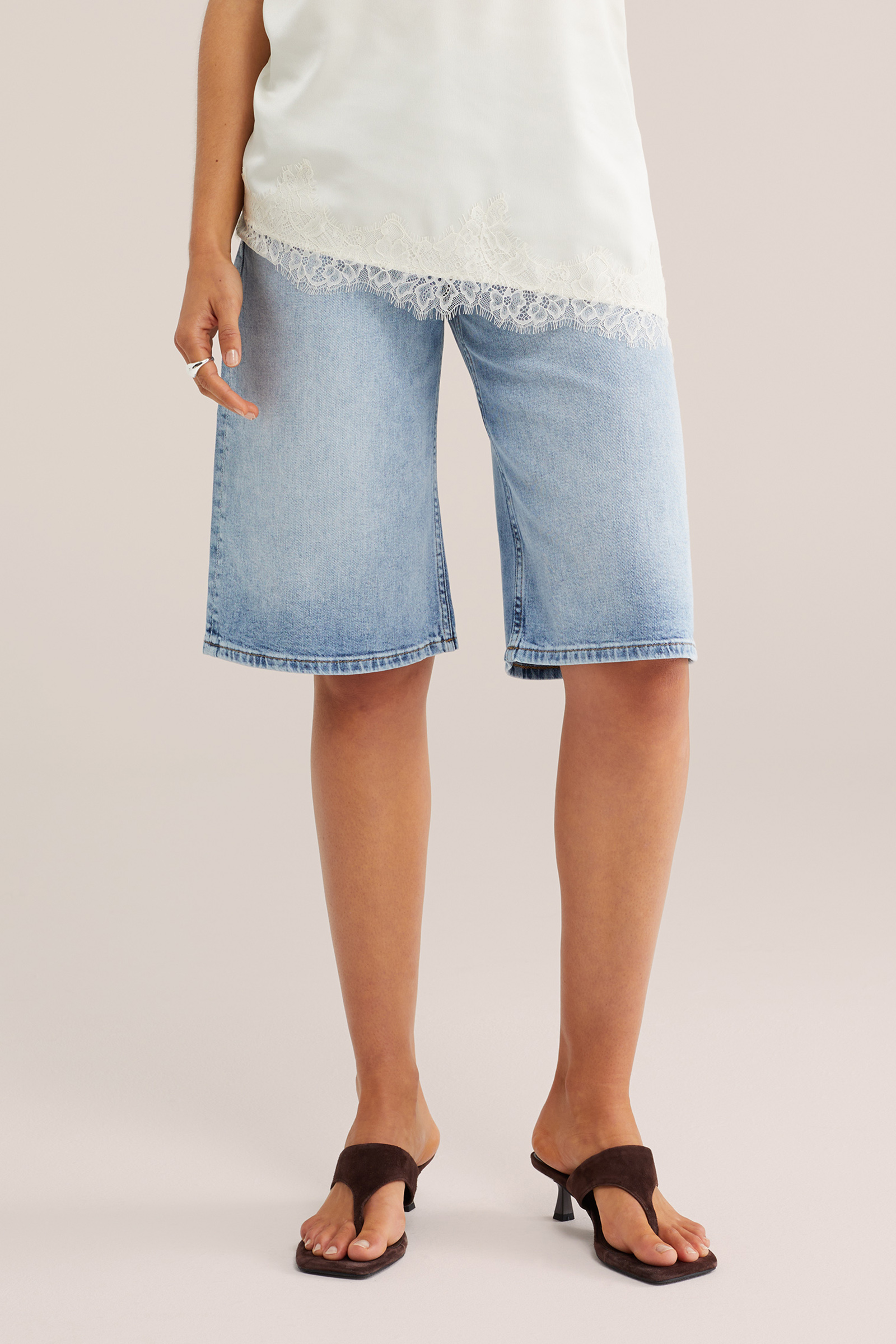 Dames high waist denim short