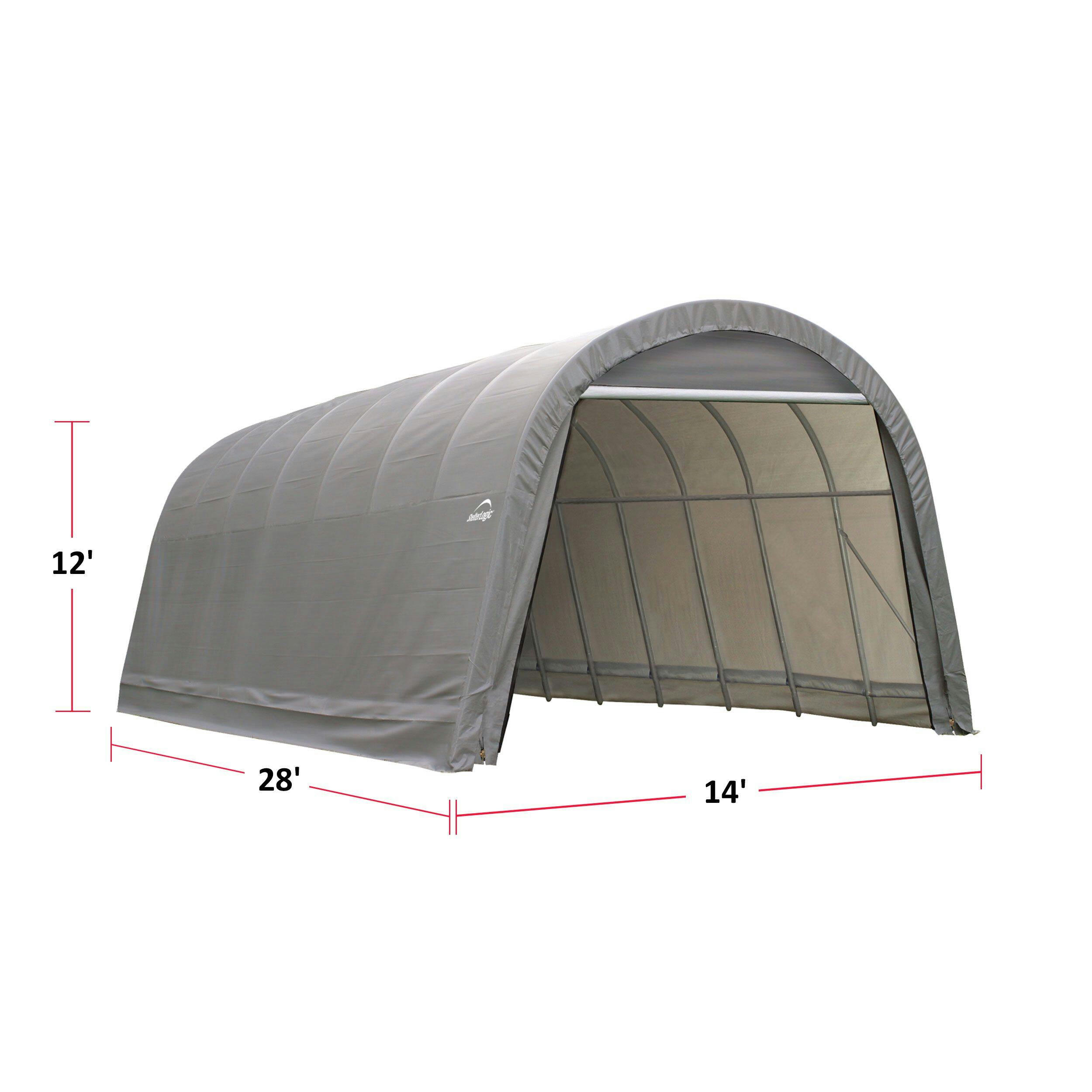 ShelterLogic ShelterCoat™ Round Style Shelter, Grey, 14-ft x 28-ft x 12-ft
