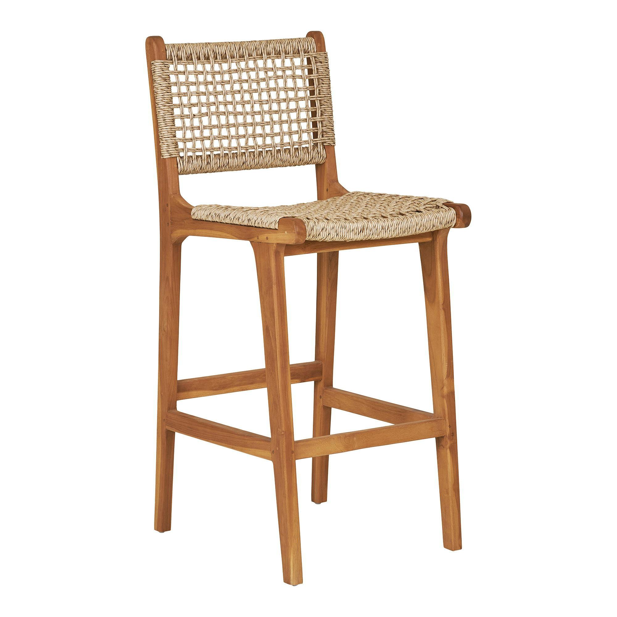 Chaise de bar jardin en teck et résine tressée MENDOZA