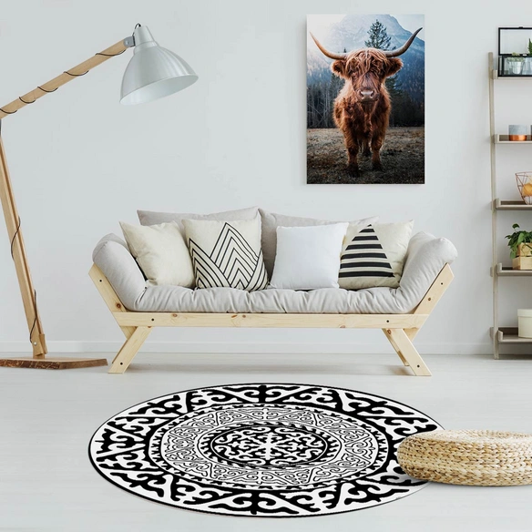 Vinyl Teppich »Nimani«, BxL:136 cm x 136 cm, schwarz|weiß