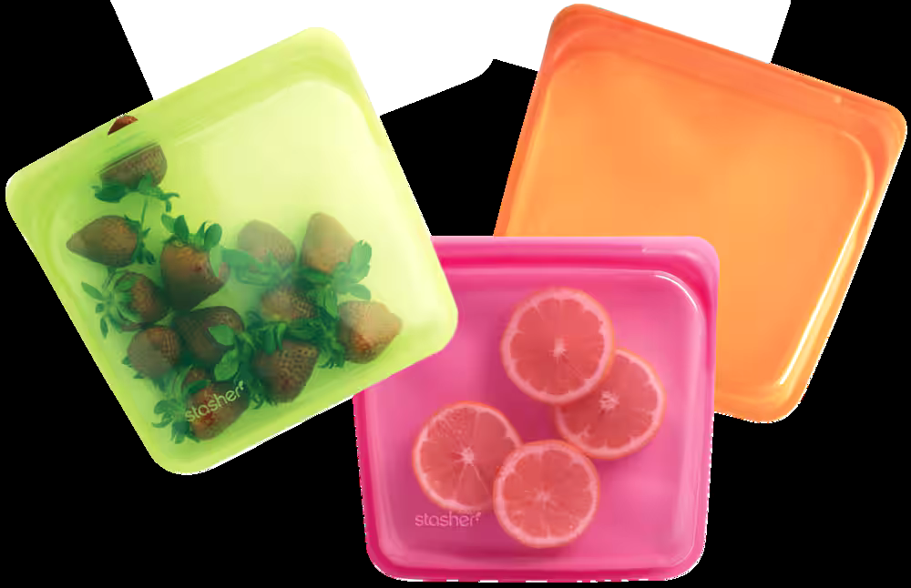 Stasher Reusable Silicone Sandwich Bag Food Storage with Airtight Seal, Assorted, 440-mL