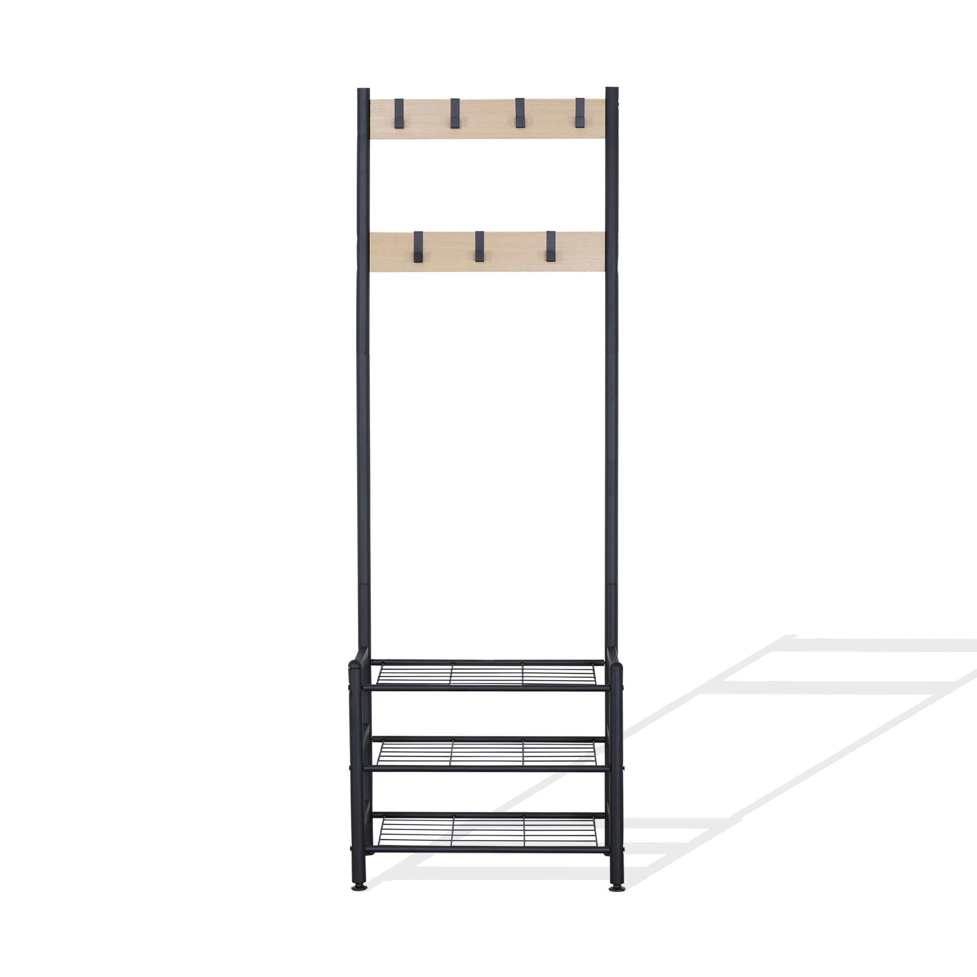 LOFT - Meuble d'entrée avec 3 étagères en aggloméré et métal noir et beige