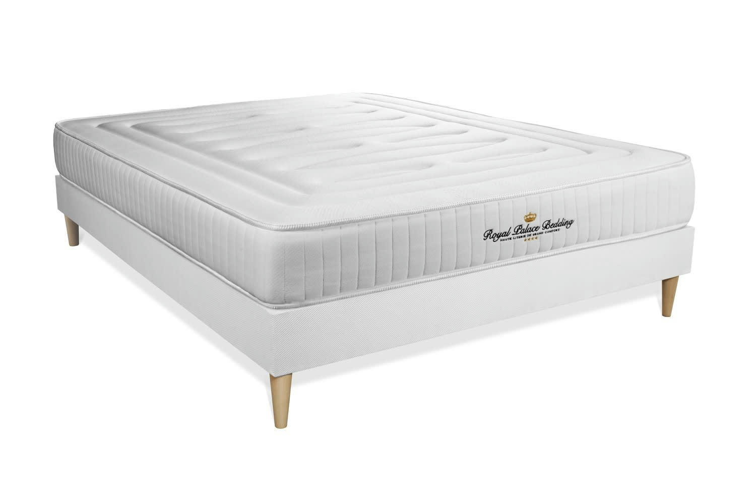 LANCASTER - Pack matelas sommier kit 160x200 oreiller couette