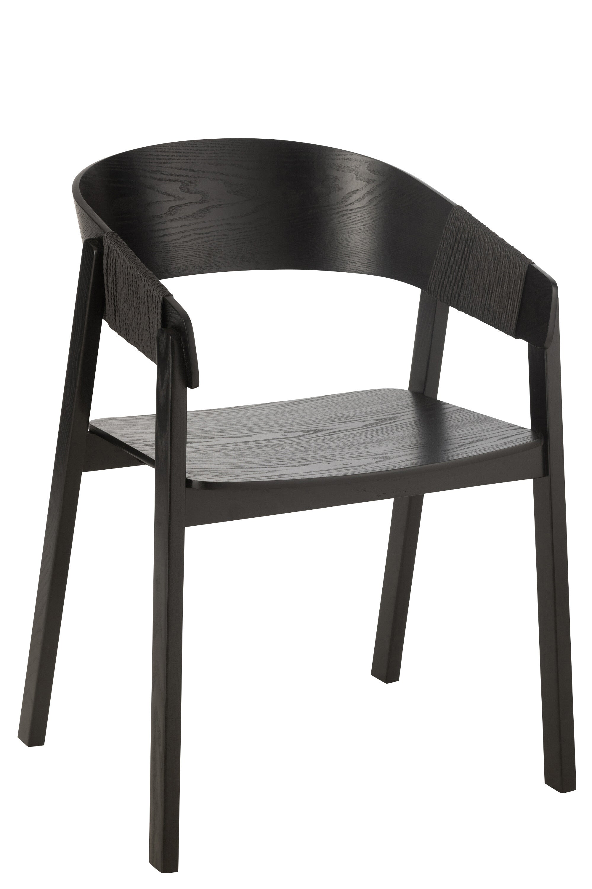 J-Line stoel Naga - essenhout/touw - zwart