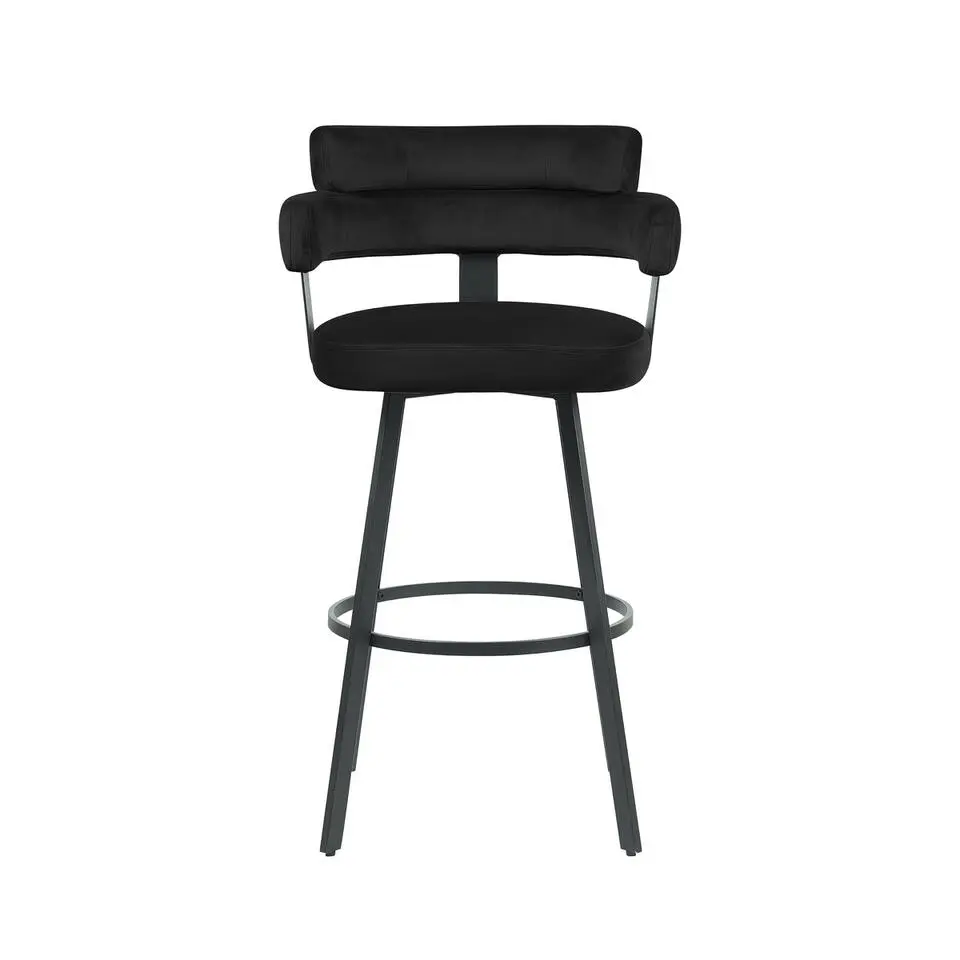 LABEL51 Barkruk Bardio - Zwart - Fluweel - Zithoogte 75 - set van 2