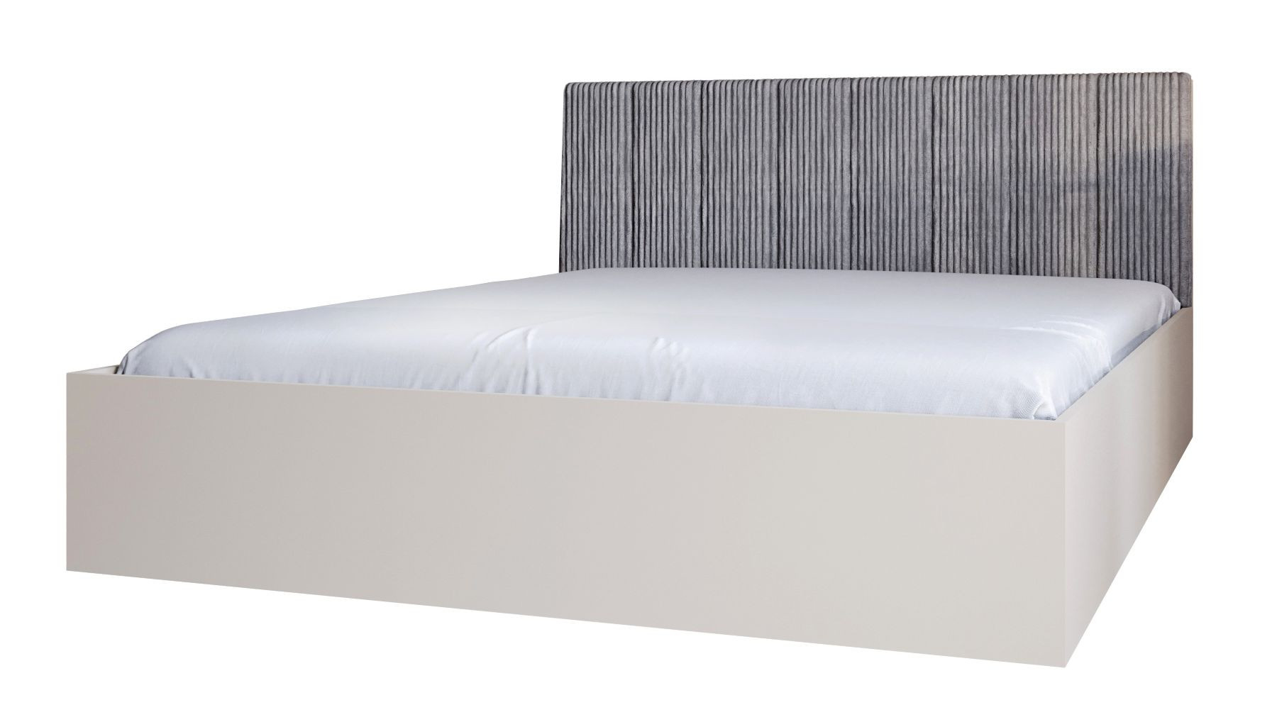 Łóżko STYLE z materacem kaszmirowe, tapicerowany szary zagłówek 160x200