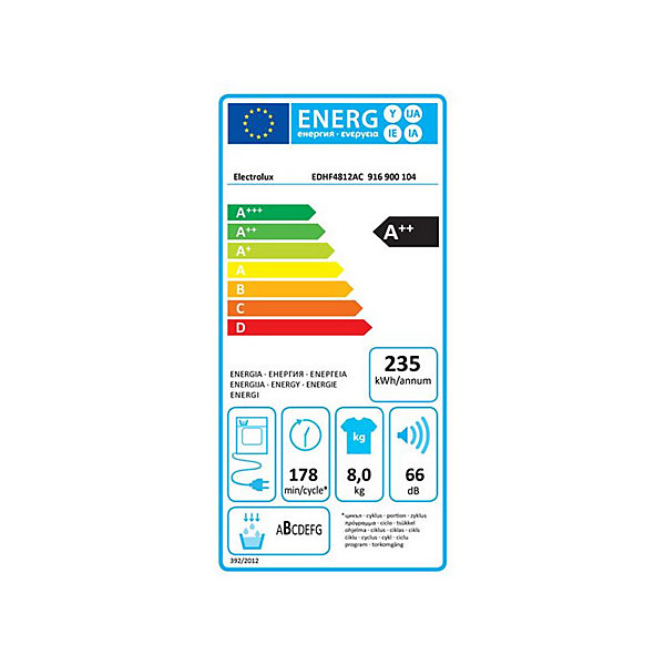 ELECTROLUX Sèche-linge 8 kg condenseur avec pompe à chaleur - EDHF4812AC