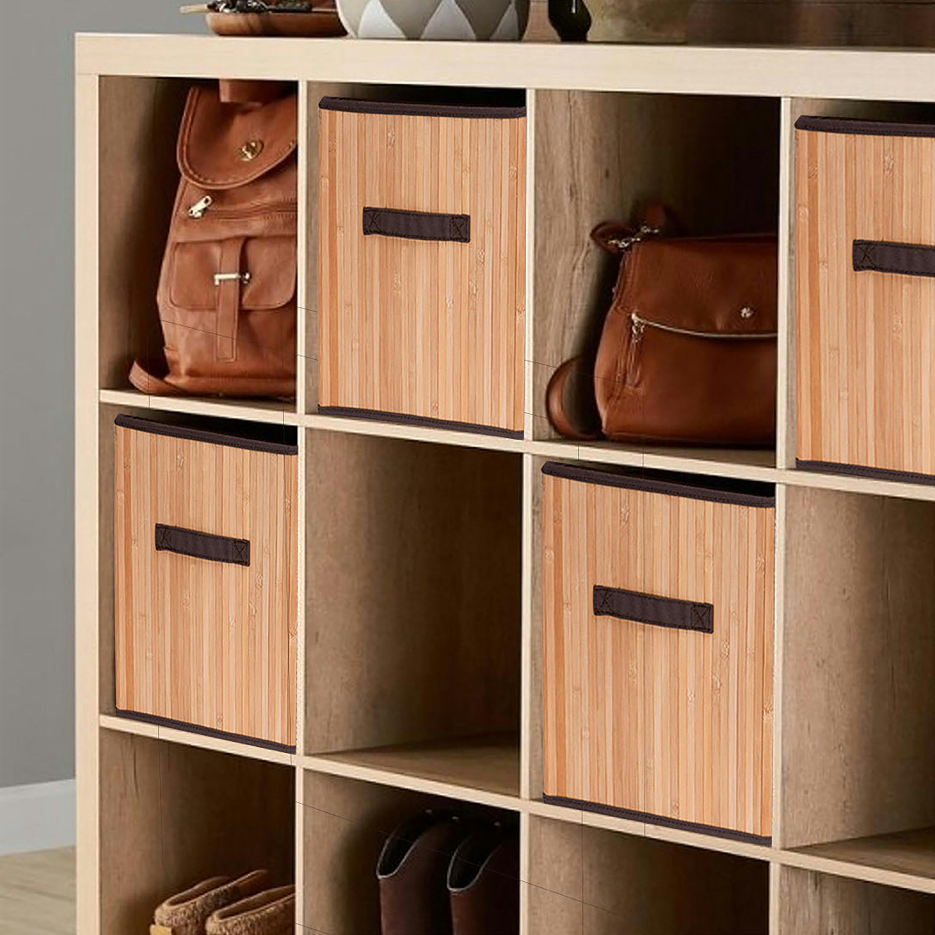 - Lot de 2 paniers de rangement pliables en bambou 31x31x31cm