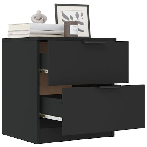 NNEVL Bedside Cabinets 2 pcs Black Engineered Wood