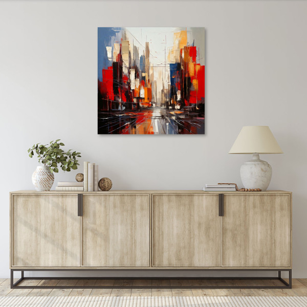 Feeby Obraz, Miasto Abstrakcja Czerwony 30x30