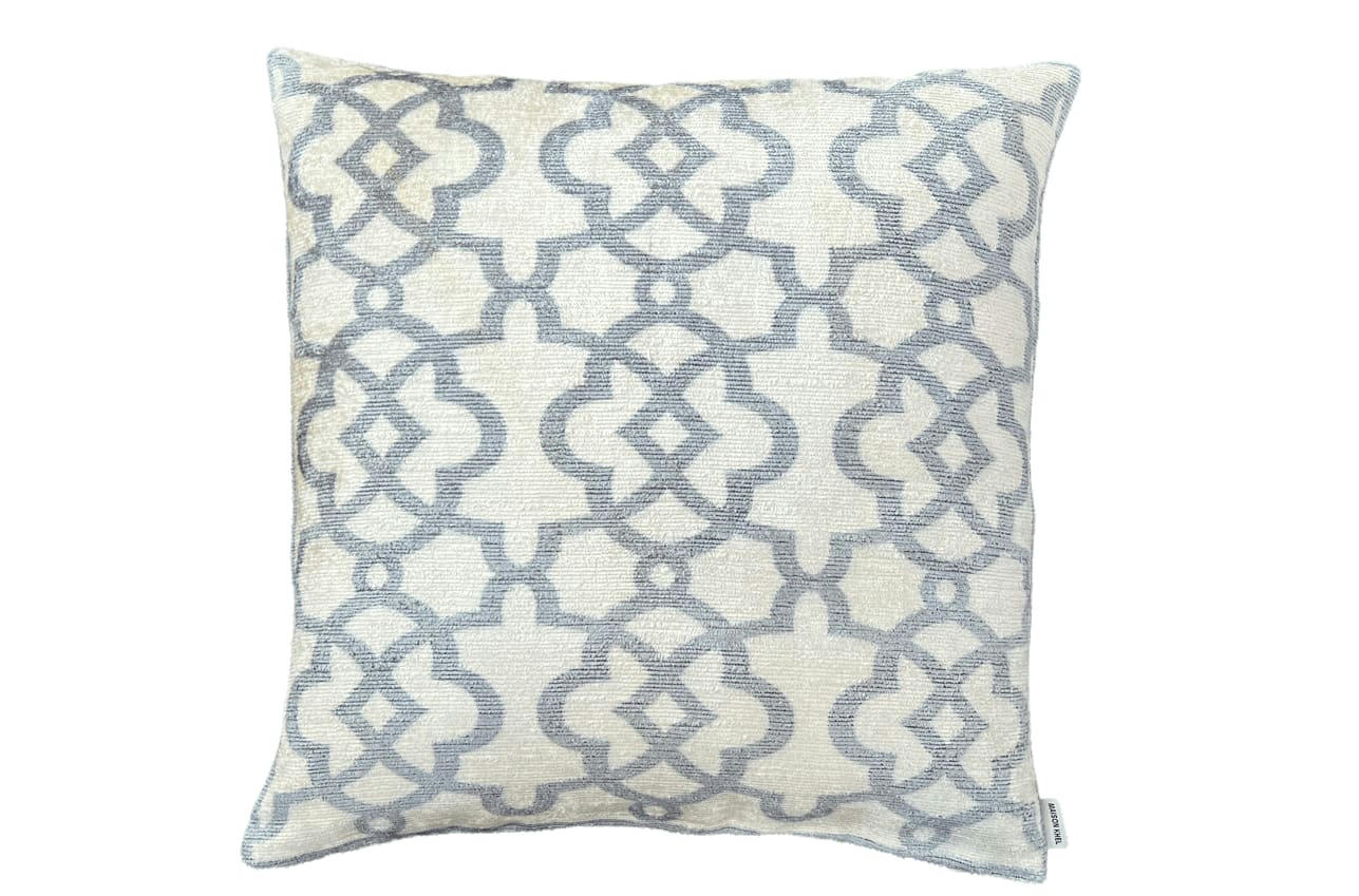 - Housse de coussin velours soie ikat  50x50 gris