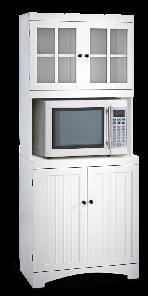 For Living 4-Door Open Shelf Freestanding Kitchen Pantry Storage Cabinet, Cream