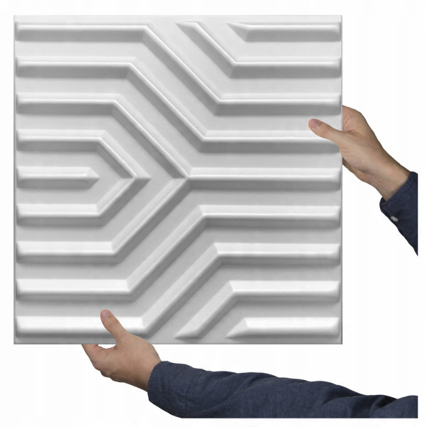 Panele Ścienne 3D Białe Kasetony Sufitowe Dekoracyjne Zyg-Zak 50X50Cm