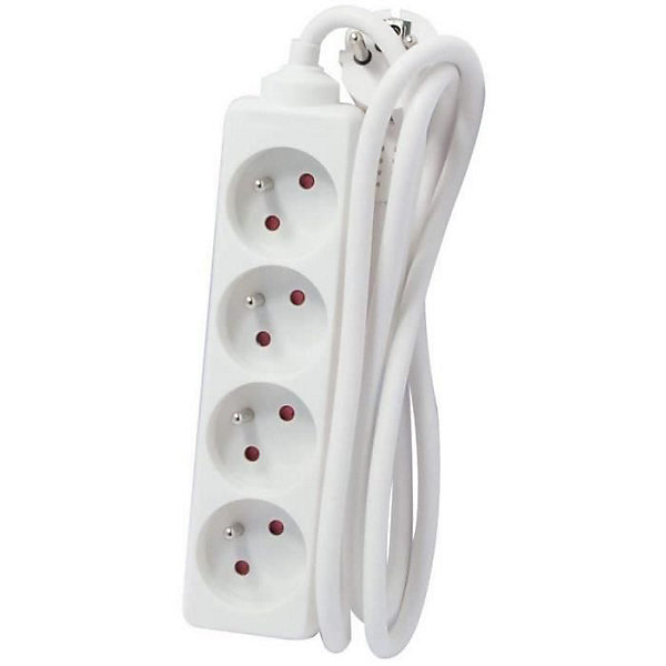 Bloc multiprise 4x16A 3500W câble 5m - blanc - Chacon