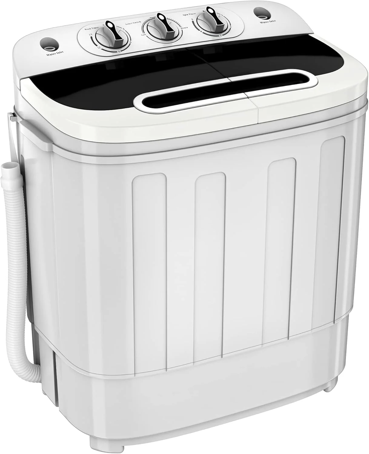 Portable mini double-burner washing machine, capacity 13 pounds, equipped with a spin dryer, a compact clothes washing machine, a lightweight small-sized washing machine, suitable for families, apartments, dormitory rooms, and campers.