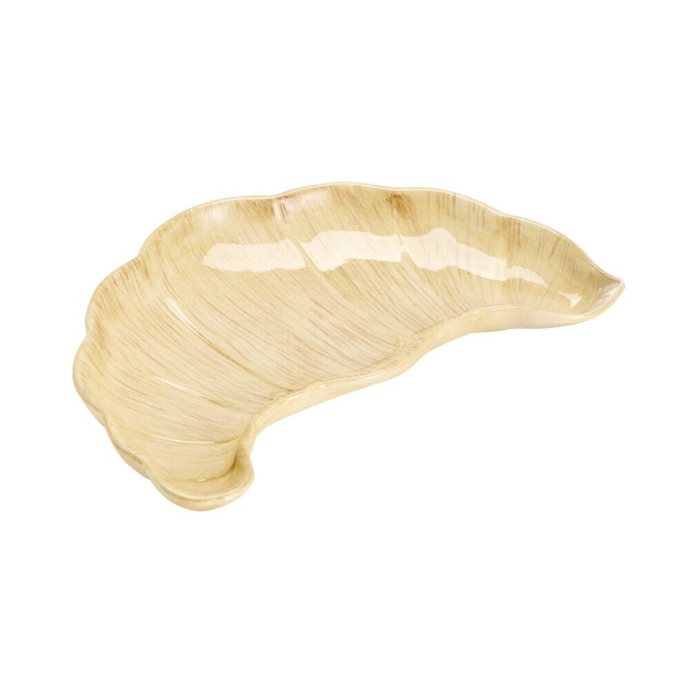 Vide-poche forme croissant en céramique marron 15,5x22,5cm