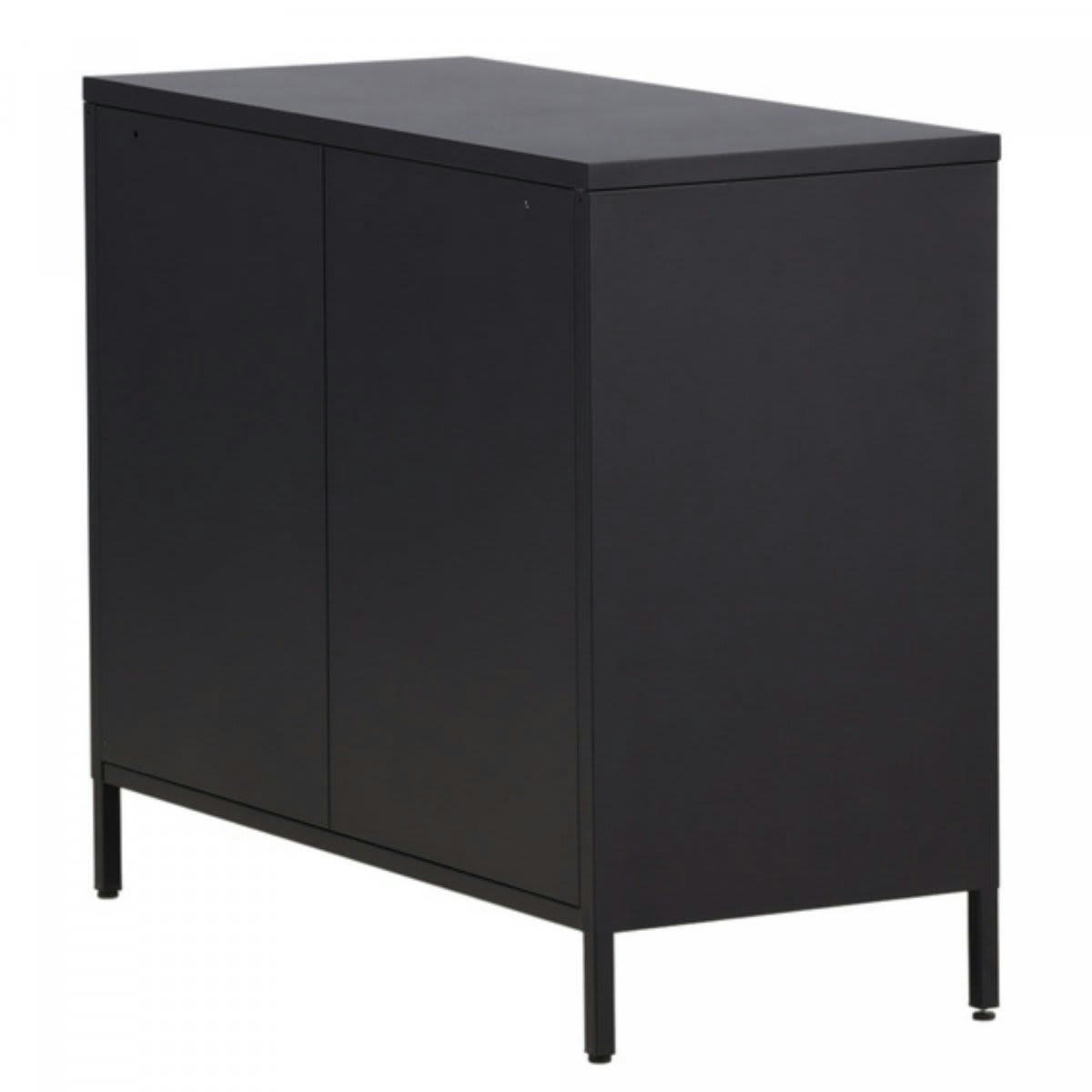 PARME - Buffet bas style industriel en métal 4 portes noir