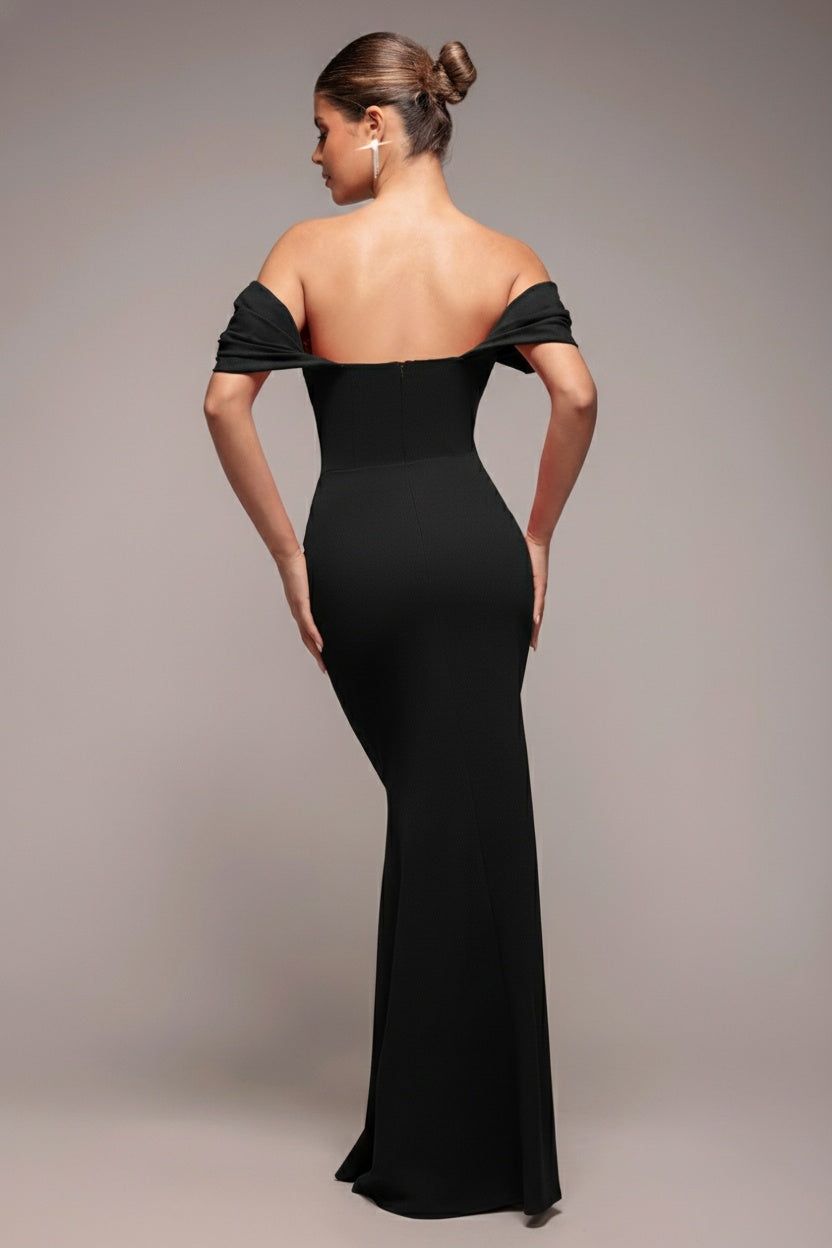 Goddiva Diamante Heart Trim Evening Maxi Dress