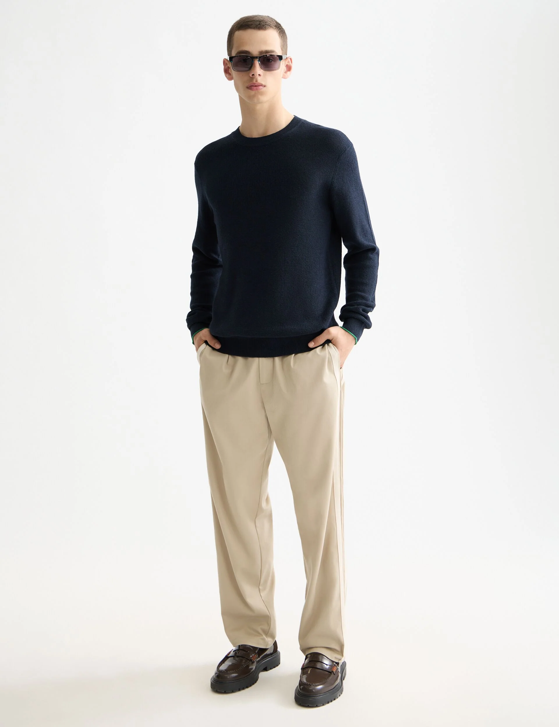 Linen blend crew neck