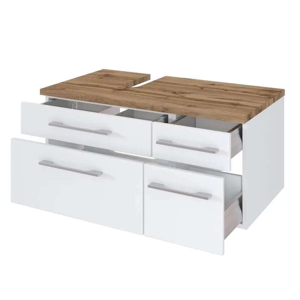 Wastafelonderkast Dasa (links) 90cm met 4 lades - wit