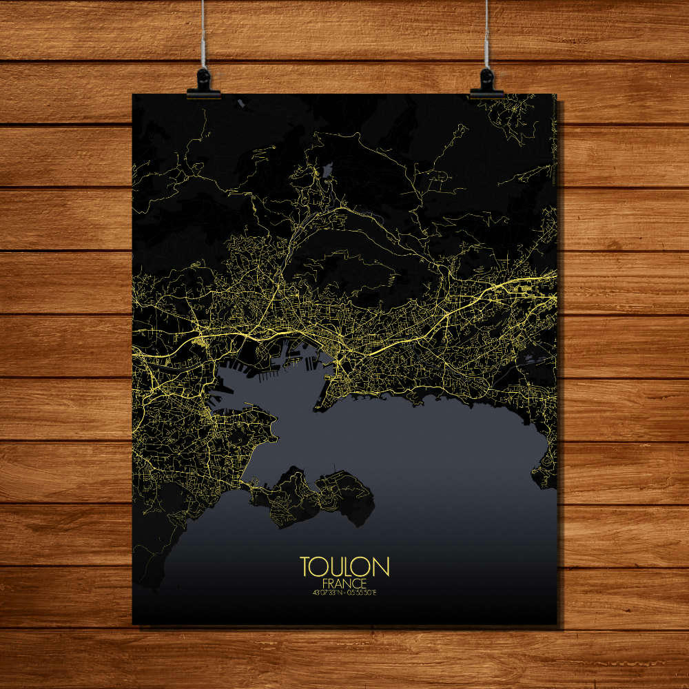 - Affiche Toulon Carte Nuit 40x50