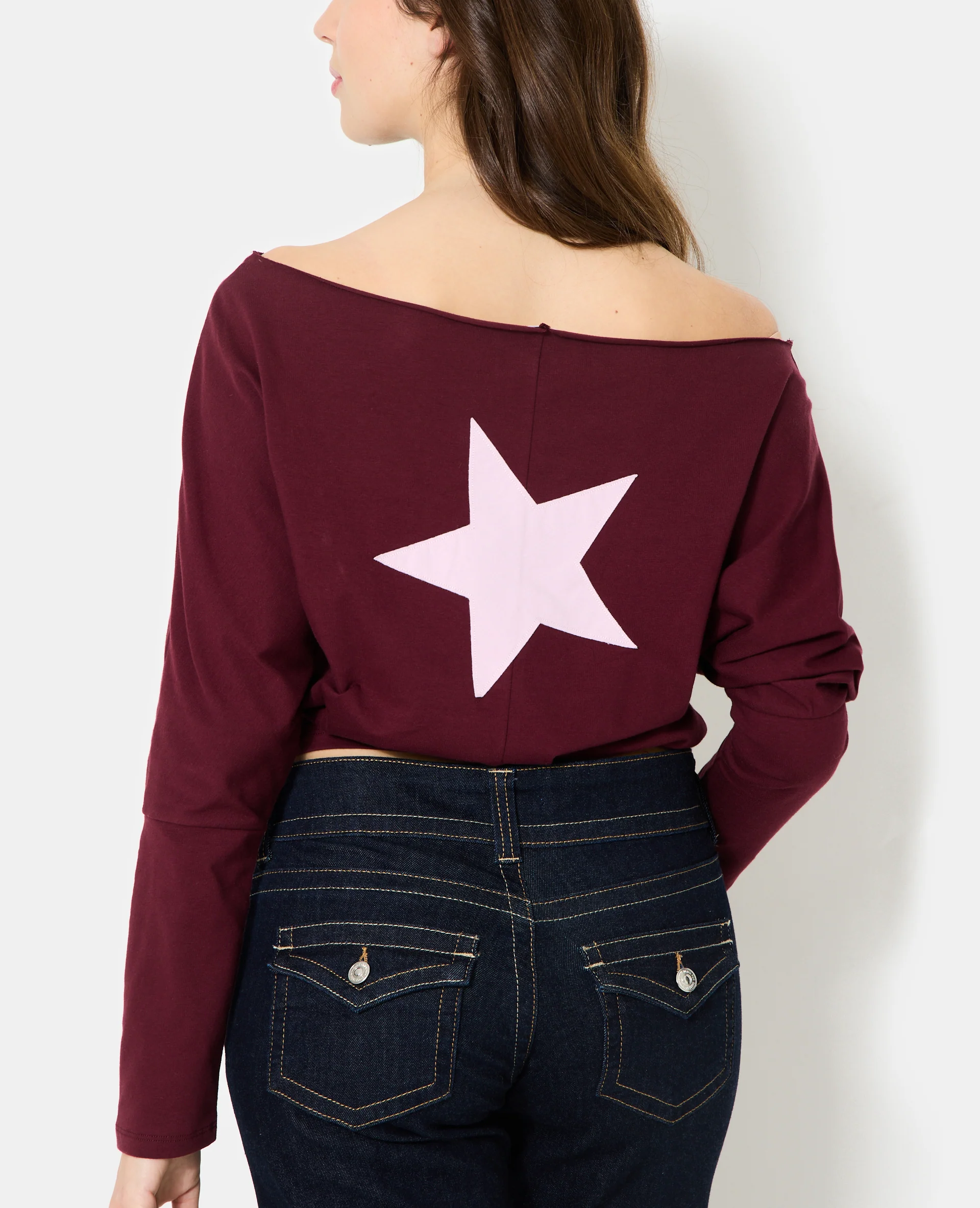 Top manches chauve-souris avec étoile contrastée