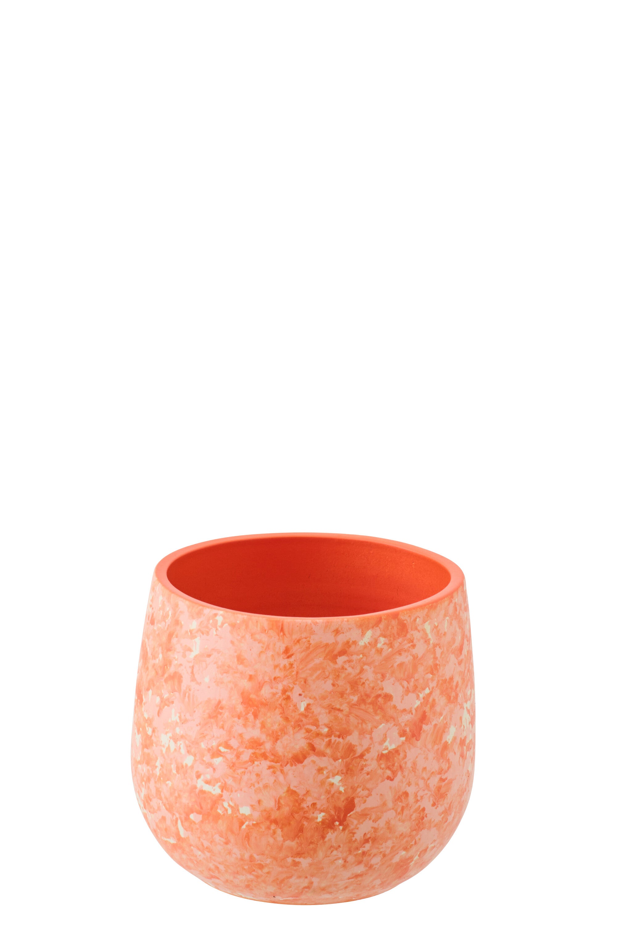 J-Line bloempot - keramiek - oranje/wit - small