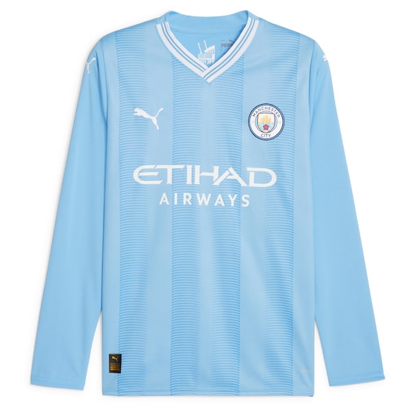 Manchester City Puma 2023/24 Home Replica Custom Long Sleeve Jersey - Sky Blue