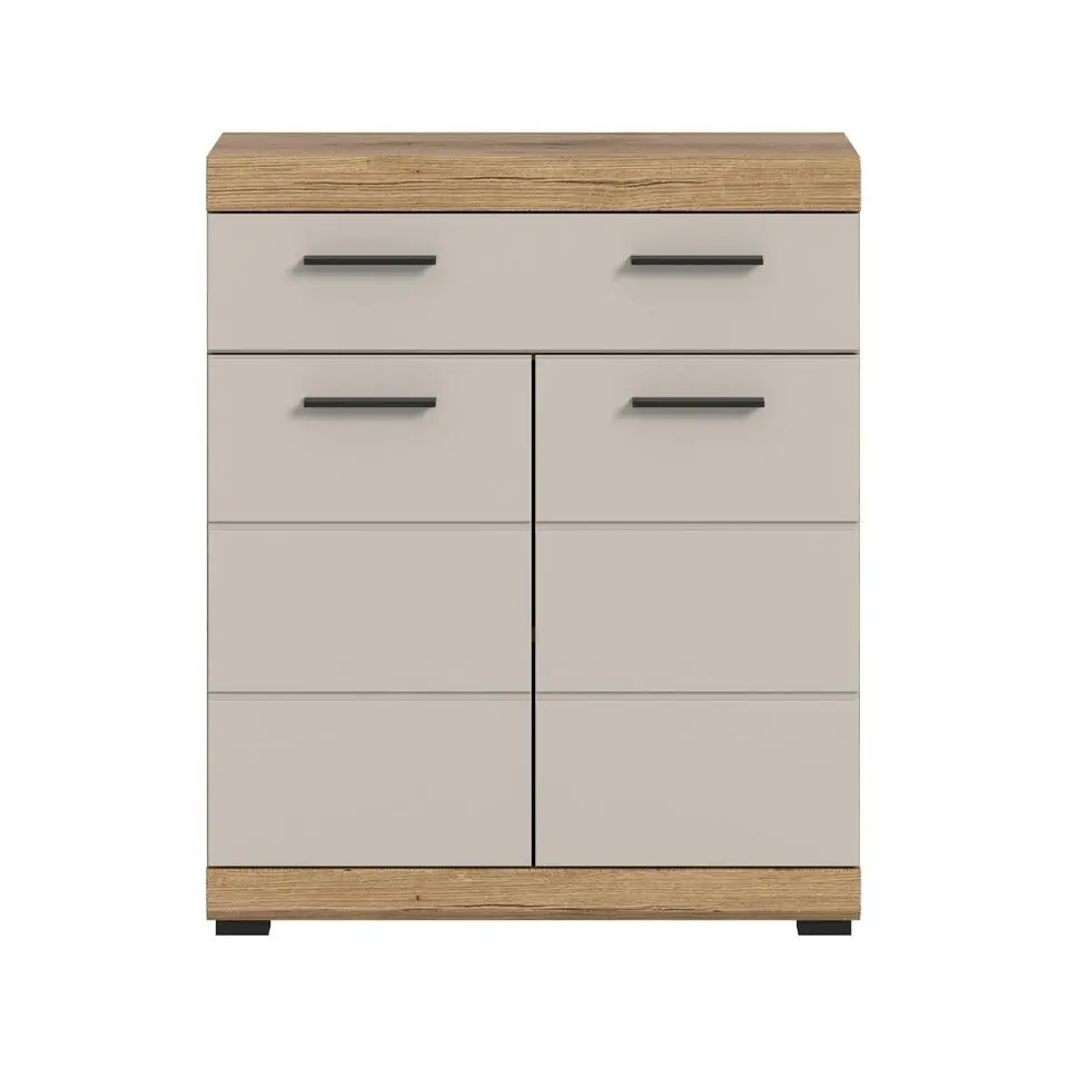 Hioshop Scout badkamerkast 2 deuren- 1 lade kasjmier decor mat- eiken decor
