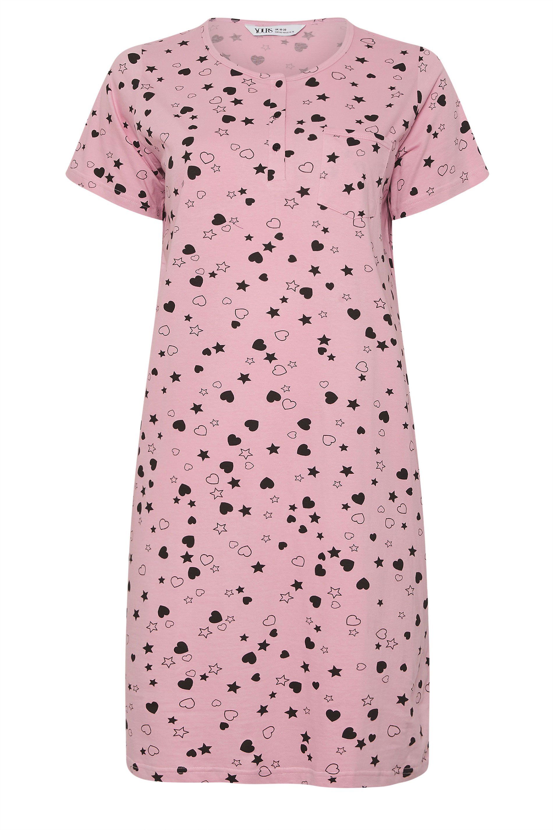 Yours Heart & Star Print Placket Nightdress
