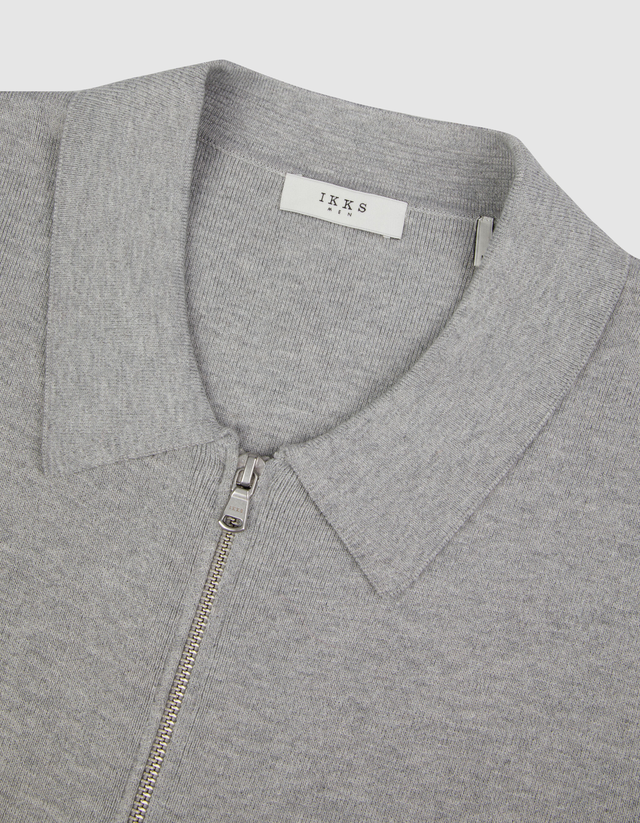 Cardigan zippé gris maille Milano col chemise Homme