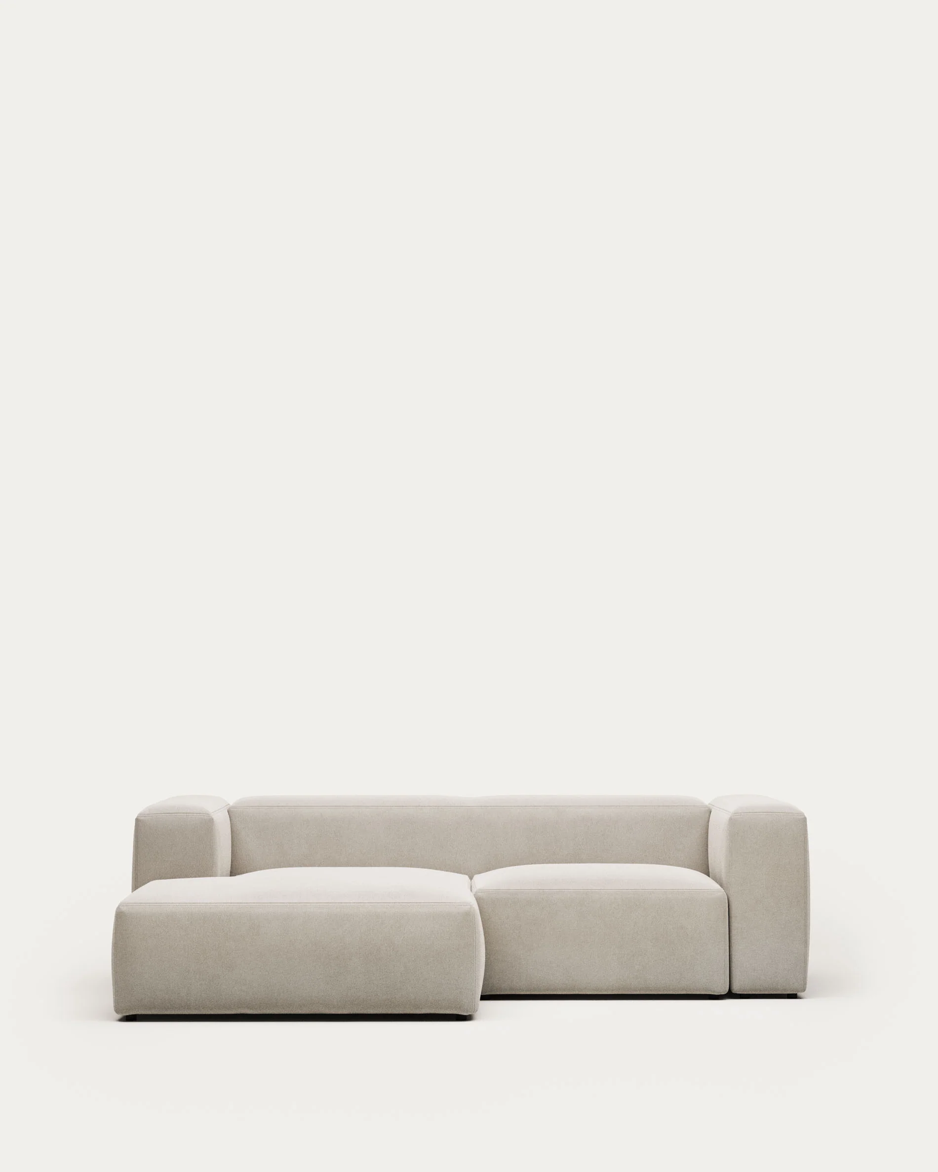 Blok 2-seater sofa with left chaise longue beige chenille 240 cm