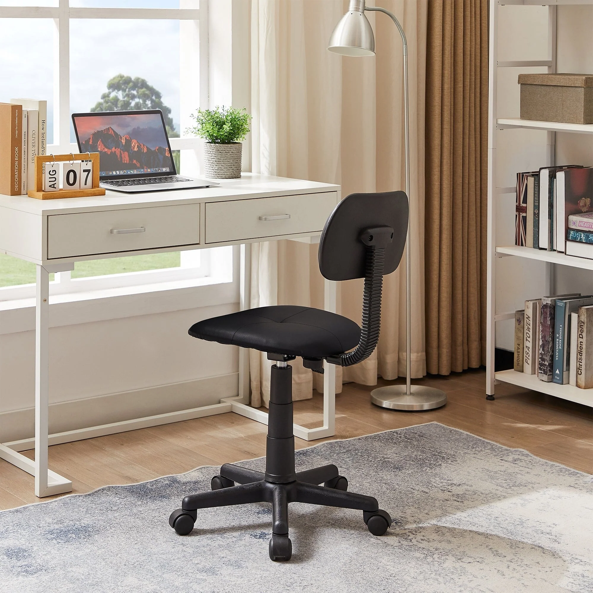 Simple Desk Chair, Morden Adjustable Height Office Chair Desk Chair without Arm