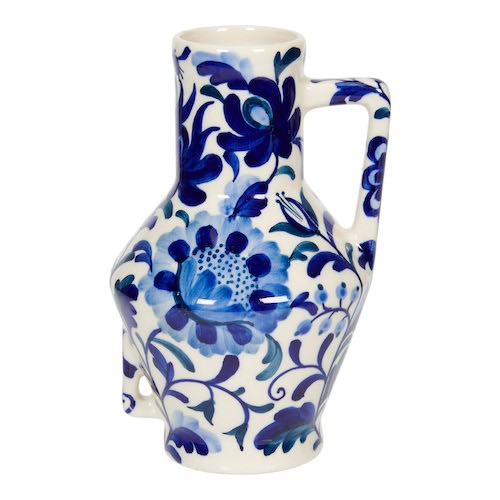 Return to Sender Vaas 15 cm Bed of Flowers Blue - handgeschilderd - met handvat