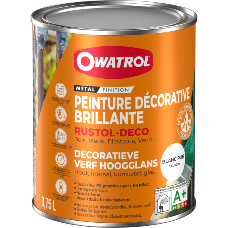 Peinture pour métal Rustol Deco blanche 0,75 L OWATROL