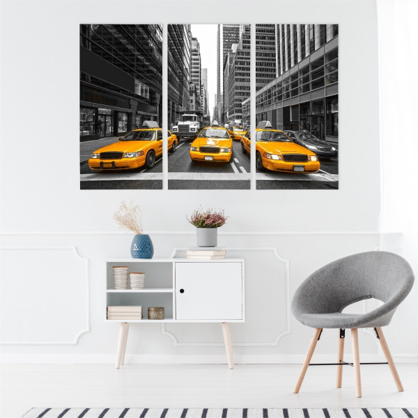 Obraz 3-Częściowy NOWY JORK Taxi Wzór 3D 60x40cm