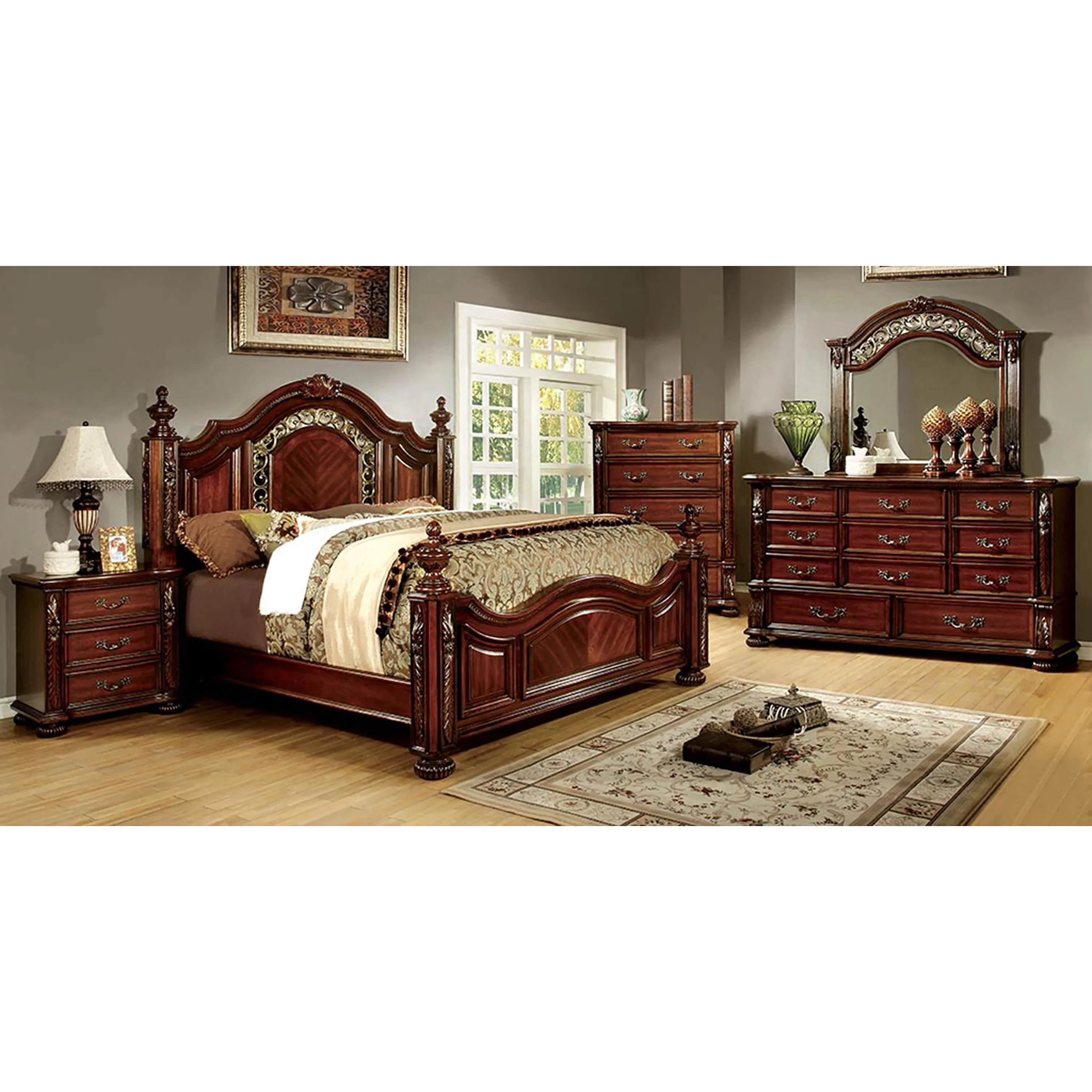 Ulis Traditional Brown Cherry 56-inch Wide 11-Drawer Wood Dresser by Furniture of America