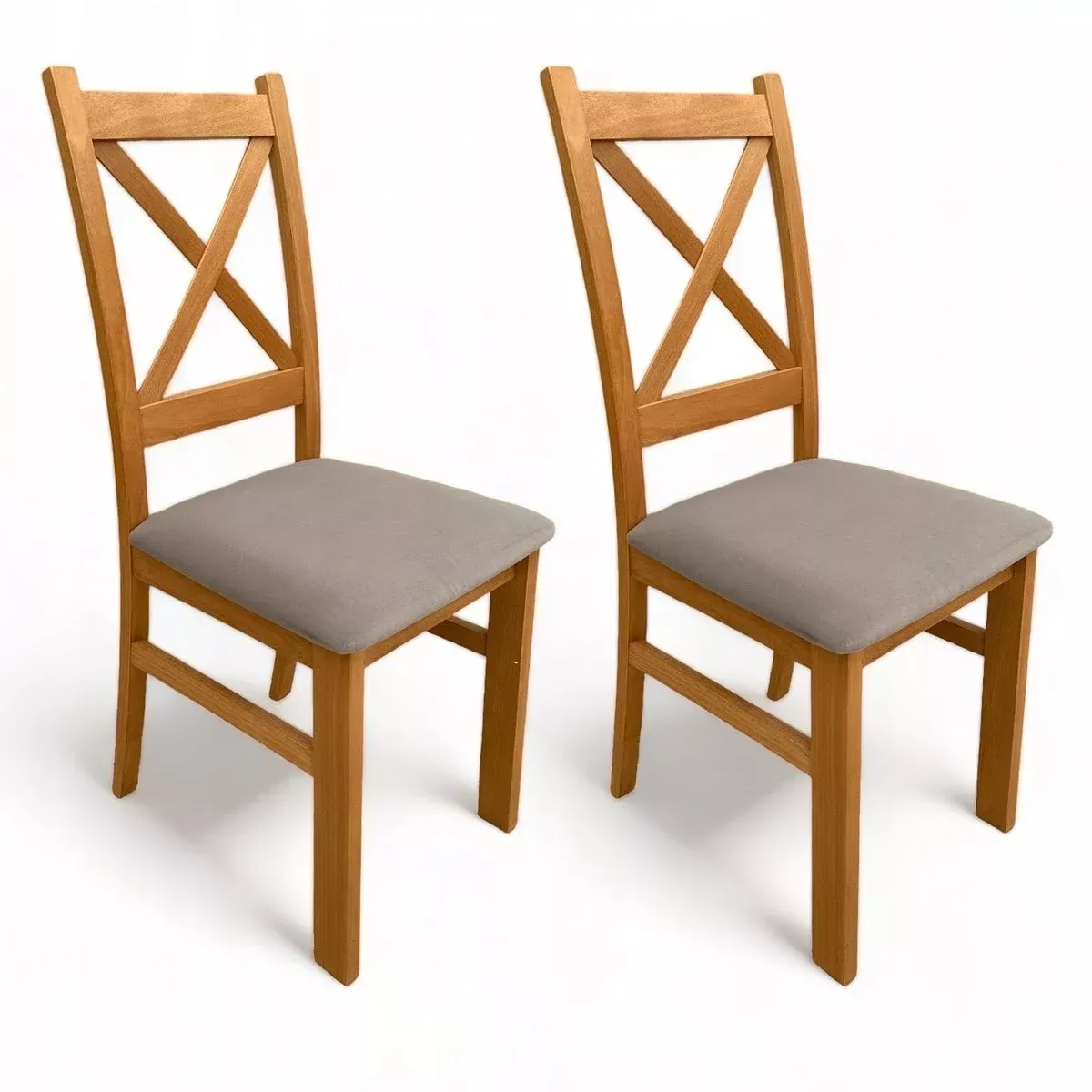 2x Krzesło tapicerowane Krzyżak Dąb Craft   Szary