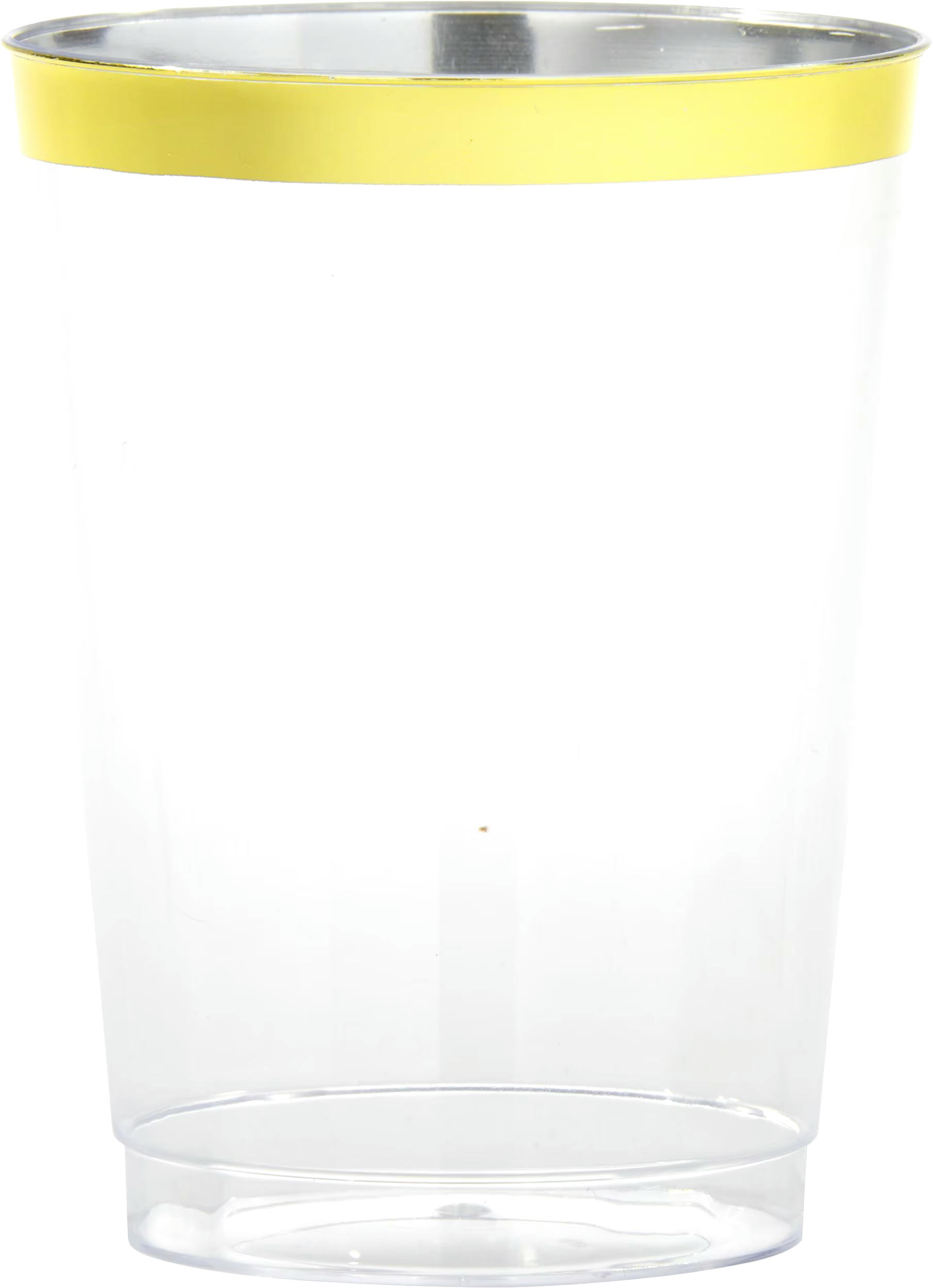Bordered Trimmed Plastic Reusable Cups, Clear/Gold, 10-oz, 20-pk, for Christmas/New Year's Eve/Graduation