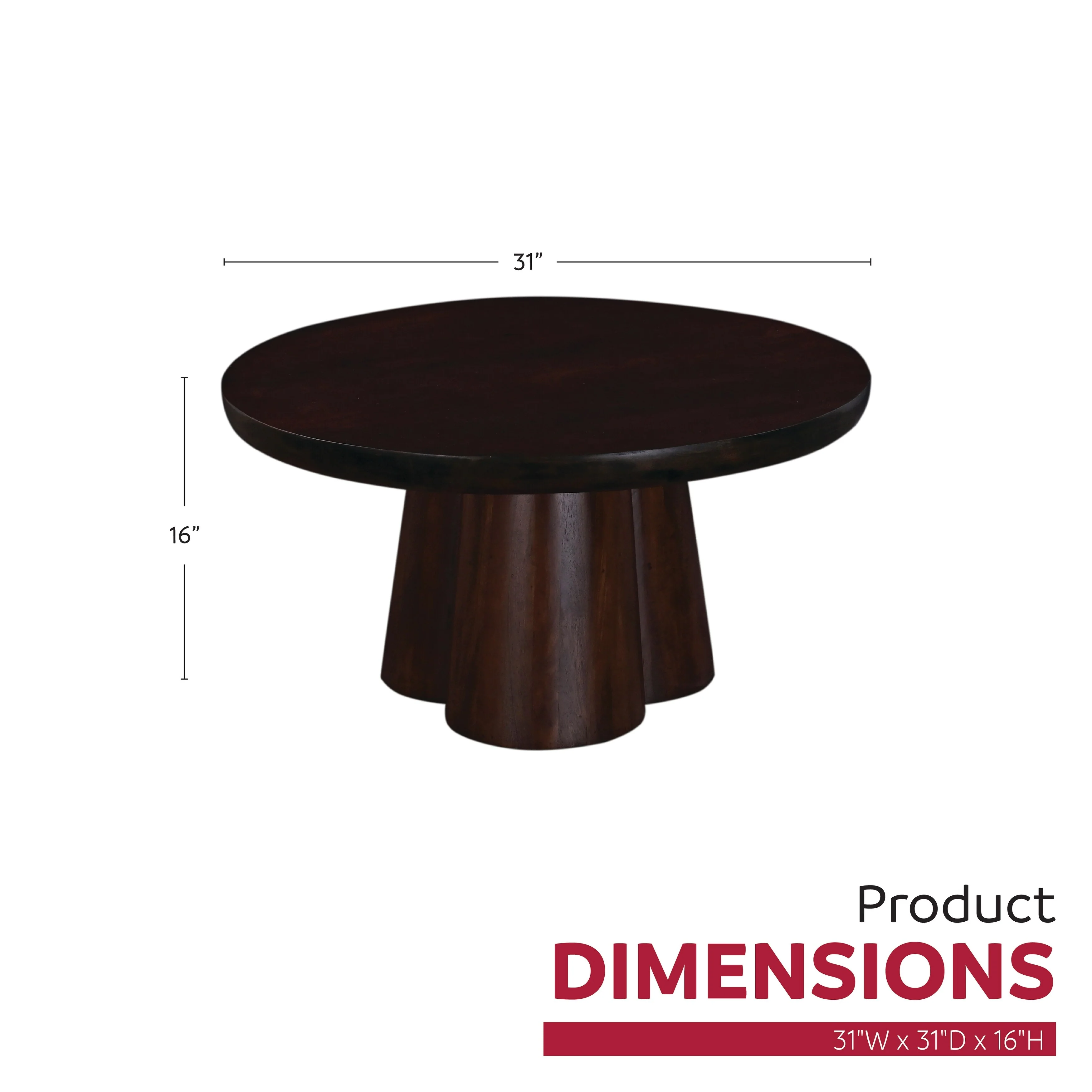 Senna 31 in. Wood Round Pedestal Coffee Table