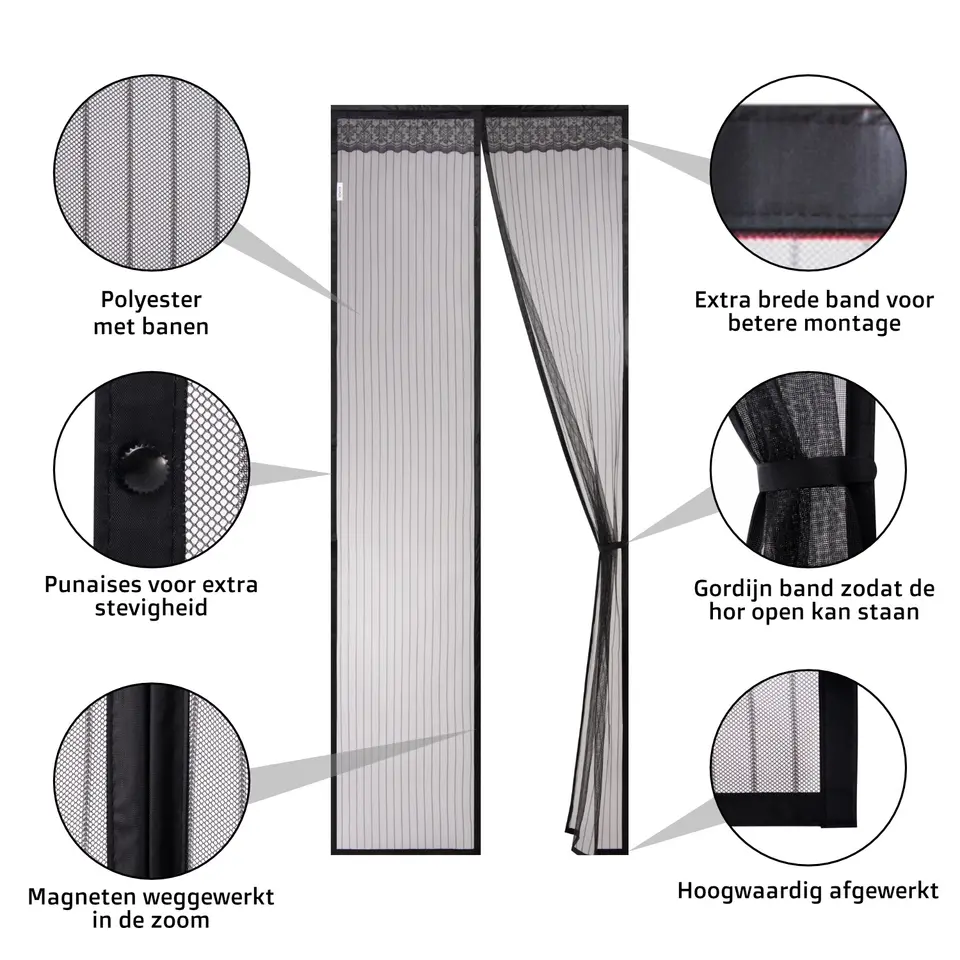 O’DADDY Deurgordijn �?Magnetisch Vliegengordijn - 92x230cm �?Zwart