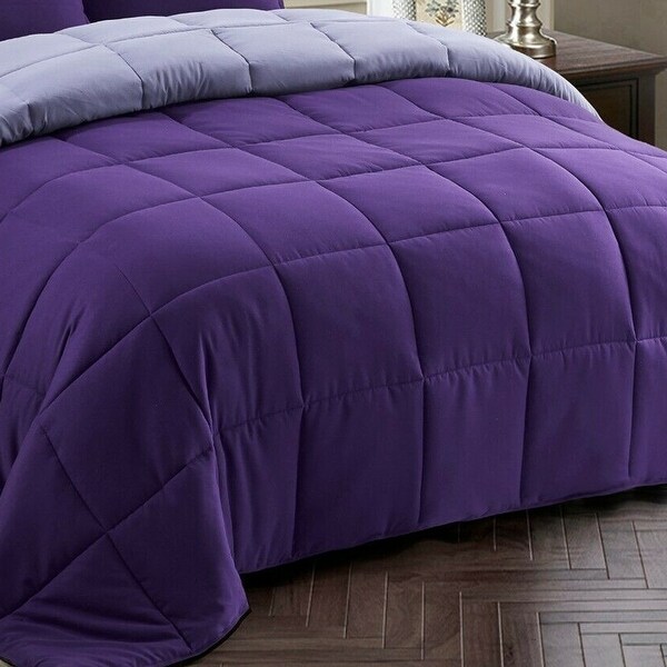 Down Alternative Comforter Set 3 PCS with Shams Twin Purple