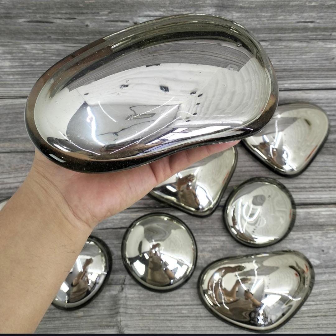Wall art Contemporary Metallic Pebble Wall Art – Handmade MirrorFinish Sculptures for Modern Home Styling