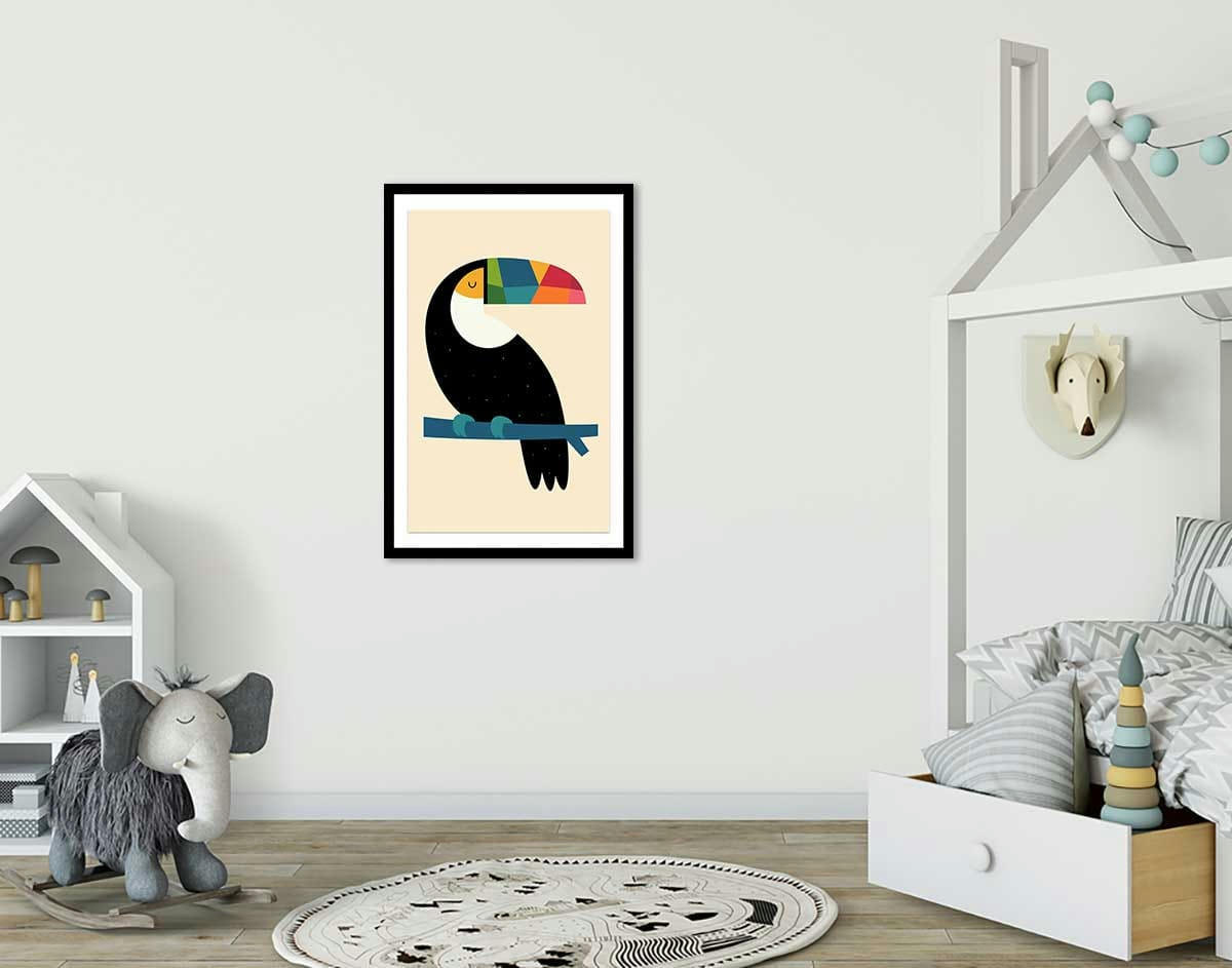 - Affiche  toucan avec cadre noir 40x60cm