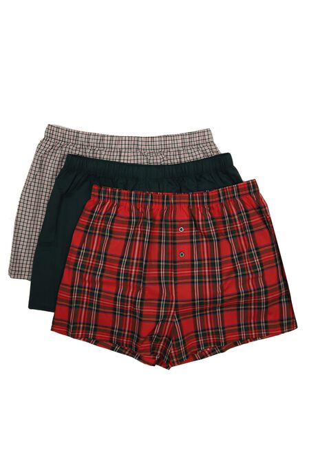 Mens 3pk Red Check Woven Boxers